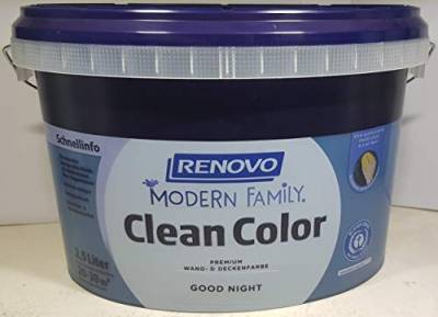 2,5 Liter RENOVO CleanColor, "Good Night", matt, Premium-Wand-und Deckenfarbe, modern family. von Eigenmarke