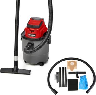 Einhell Akku-Nass-Trockensauger TC-VC 18/15 Li-Solo Power X-Change (Lithium-Ionen, Kunststoffbehälter 15 l, 4 Rollen, inkl. Saugschlauch, div. Filter, ohne Akku u. Ladegerät) von Einhell