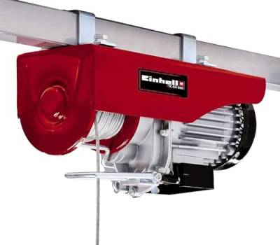 Einhell Seilhebezug TC-EH 600 (6 mm, Rot, 1050 W, Tragkraft ohne Umlenkrolle 300 kg auf 18 m/mit Umlenkrolle 600 kg auf 9 m, 18 m Drahtseil (Ø 4,5 mm), inkl. Sicherheitsbügel am Lasthaken) von Einhell