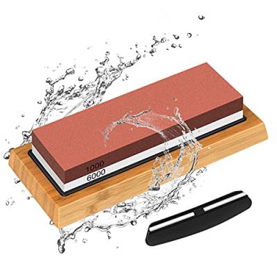 Schleifstein Messer, Messerschleifer Messerschärfer Körnung 1000/6000 Professionell 2-IN-1 Wetzstein Knife Sharpener mit Rutschfestem Silikonhalte, Küchen Zubehör Gadgets für Kochmesser, Küchenmesser von Eletorot