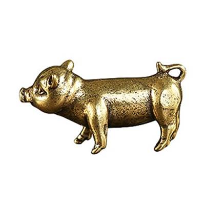 Ericetion Retro Messing Handgefertigte Schwein Miniaturen Figuren Schreibtisch Ornament Metall Kupfer Tier Modell Spielzeug Tee Haustiere Dekoration Handwerk Zubehör von Ericetion