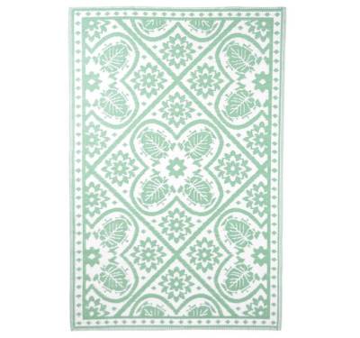 Outdoorteppich Outdoor-Teppich 182x122 cm Fliesendesign Grün und Weiß, esschert design, Höhe: 0.4 mm von esschert design
