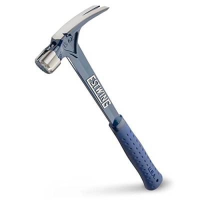 Estwing Ultra Series Hammer – Rip Claw Framer mit gefrästem Gesicht und stoßreduzierendem Griff, E6-15SM, 425 g, Blau von Estwing