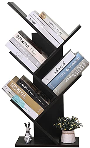 Etnicart Modernes Bücherregal mit Baum freistehend Bücherregal CD Holz MDF Regale Nachttisch 40x20x77cm Regal Design Büro Eingang Wohnzimmer, Baum Bibliothek, Baum bücherregal, bücher Regal von ETNIC ART