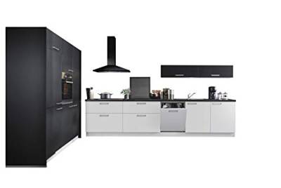 Express Küchen Küchenblock Moon 180 x 360 cm in Lacklaminat Weiß matt, Arbeitsplatte schwarz steinstruktur, ohne E-Geräte Küchenzeilen, Holz, EXD360M007GT0L_1035131 von Express Küchen