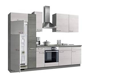 Express Küchen Plan 300 cm, weiß, Arbeitsplatte Eichefarben grau, inkl. E-Geräte Küchenzeilen, Holz, EXZ300I020GT0L_1035151 von Express Küchen