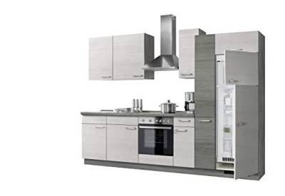 Express Küchen Plan 300 cm, weiß, Arbeitsplatte Eichefarben grau, ohne E-Geräte Küchenzeilen, Holz, EXZ300M020GT0R_1035160 von Express Küchen
