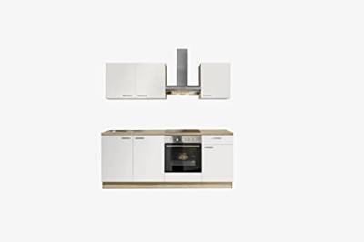 Küchenzeile Win 200 cm in Weiß matt, Arbeitplatte & Korpus bergeichefarben, inkl. E-Geräte von Express Küchen