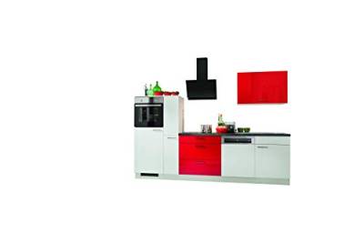 Küchenzeile Star 290 cm, Lacklaminat Weiß Hochglanz/ Lacklaminat Marsrot Hochglanz, Arbeitplatte betonfarben dunkel, inkl. E-Geräte von Express Küchen