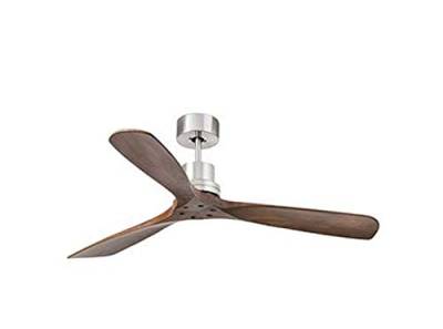 Deckenventilator Lorefar LANTAU Faro 33370 Nickel matt mit 3 dunklen Nussholz-Flügeln Durchmesser 132 cm inkl. Fernbedienung 3 Geschwindigkeitsstufen von FARO BARCELONA