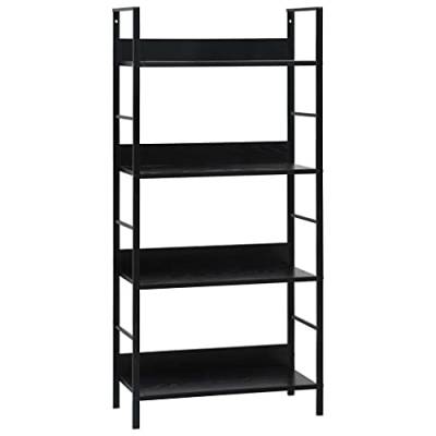 FIRBNUS Bücherregal 4 Regalböden Schwarz 60x27,6x124,5cm Bücherregal Massivholz Wohnzimmer Möbel Regalsystem Regal Metall Lagerregal Bücherregal Holz Bücherregal Schmal Bücherregal Metall von FIRBNUS