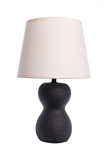 FISURA - Nachttischlampe. Moderne Tischlampe. Kleine Keramik-Tischlampe. Europäischer Stecker. Material: Keramik. Maße: 32 cm hoch. (Schwarz) von FISURA