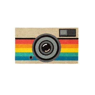 FISURA - Original Retro Camera Fußmatte aus Kokosnuss mit Rutschfester PVC-Rückseite. Lustige Welcome Fußmatte. Handbemalt. Größe: 70 cm x 40 cm von FISURA