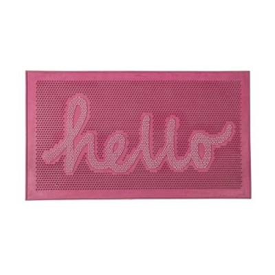 FISURA - Originelle Gummifußmatte Hello. Rosa Fußmatte für draußen. Fußmatte für den Eingang mit Spikes. Gummifußmatte mit Botschaft. Fußabtreter 70 x 40 Zentimeter. von FISURA