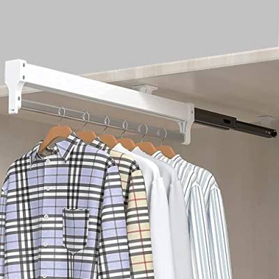 Ausziehbare Kleiderstange zum Herausziehen der Kleiderbügel Verstellbarer Kleiderschrank Kleiderstange -450mm Weiß von FKKPRVAX