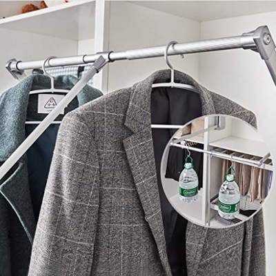 Lift / Pull-Down-Garderobe Kleiderstange Aluminiumrohr Verstellbare Breite Garderobe hängende Kleidung Schiene Soft-Return Platzsparend ( Size : 640-870mm ) von FKKPRVAX