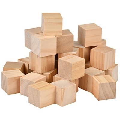 FOCCTS 200 PCS 1x1 cm Holzwürfel, unfertige Holzblöcke für Holzhandwerk, Holzquadratblöcke, ideal für Babypartys, Puzzle, Basteln und DIY-Projekte von FOCCTS