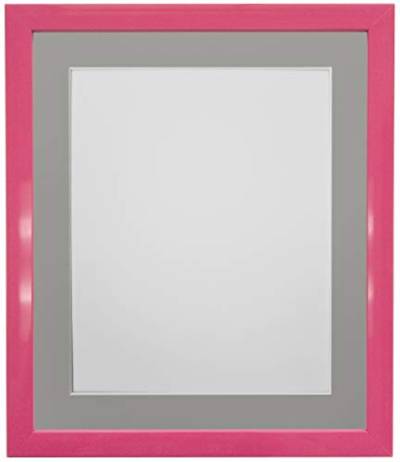 FRAMES BY POST Bilderrahmen mit dunkelgrauem Passepartout, 1,9 cm, A4, Bildgröße 25,4 x 15,2 cm, Kunststoffglas, Rosa, Kunststoff, Image Size 10 x 6 Inch von FRAMES BY POST