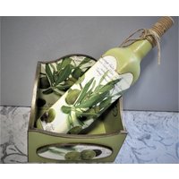 Oliven Küche Set, Gewürzdose Und Dekorierte Flasche, Küchendekor, Originelles Geschenk Für Frau, Zuhause von FairyWoodenDecor