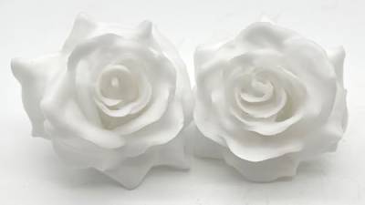 Fangblatt - Wachsrose - künstliche weiße Rose aus Wachs - für Gestecke, Tischdekoration, Grabschmuck - Durchmesser ca. 10 cm (5) von Fangblatt