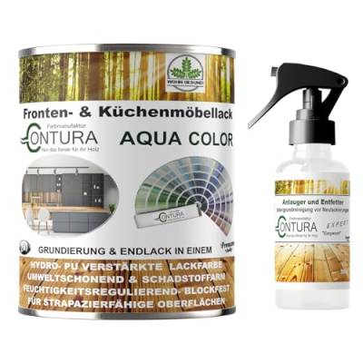 Contura 750ml. Küchenmöbellack nach RAL Möbellack SET mit Anlauger Möbelfarbe Holzlack Buntlack Küchenlack (RAL 7009 Grüngrau) von Farbmanufaktur CONTURA Nur das Beste für ihr Holz