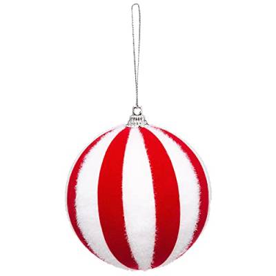 Weihnachtskugel rot und weiß gestreift, aus Kunststoff von Féérie Lights & Christmas