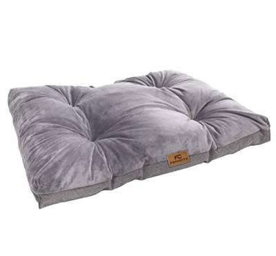 Ferocity Hundebett Hundematte waschbares Hundesofa Zweiseitig, Hundekissen aus Cordura und Samt, Grau und Flachs 85x60 [123] von Ferocity