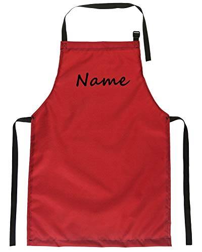 Ferocity Original Grillschürze Kochschürze Latzschürze Bistroschürze BBQ Apron Werkschürze ideale Männer Frauen Geschenk Rot mit Namen [106] von Ferocity