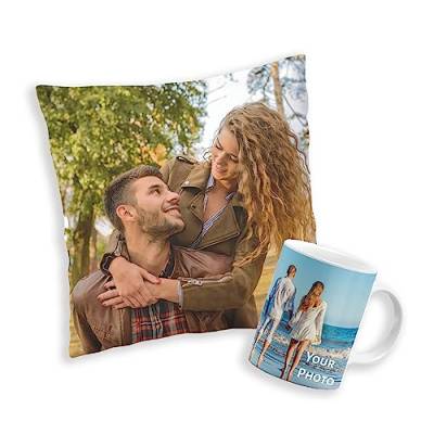 Geschenk Set Kissen und Becher Personalisiert mit deinem Bild Foto und Text Geburtstagsgeschenk Fotokisssen & Fototasse [091] [117] von Ferocity