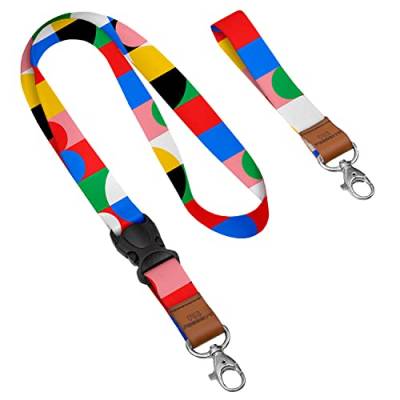 Personalisierter Schlüsselband mit Karabiner mit Ihrem Wunschtext/Grafik 2x Lanyard mit Ihrem eigener Schrift Schlüsselband mit Druck nach Wunsch Geometry [098] von Ferocity