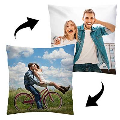 Personalisiertes FOTOGESCHENK Doppelseitig mit eigenem Foto Bedruckt (45 x 45 cm) Foto-Kissen mit Deinem Foto & Text beidseitig Bedrucken, Geburtstag, Valentinstag (mit Füllung) [091] von Ferocity