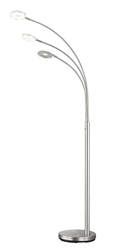 Fischer & Honsel|Stehleuchte, Dent|nickelfarben matt|chromfarben|B: 45,00 cm, H: 185,00 cm|Ausl. Wand: 77,00 cm|dimmbar|CCT 3 Stufen|3x LED 7,5 Watt 2700/3350/4000|2500 lm|EEG: F|40334 von Fischer & Honsel