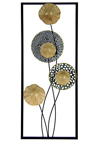 Lotusblätter Blätter Wandbild Wanddeko Wandschmuck Blume 3D Kunst Skulptur Wandskulpturen Deko Terrassendeko Wandrelief Abstrakt Geschenk Designer Wandobjekt,Gold,61x25x4,5cm von Flair Flower