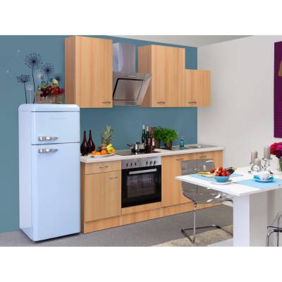 Flex-Well Classic Küchenzeile Nano 220 cm Buche Nachbildung von Flex-Well Classic