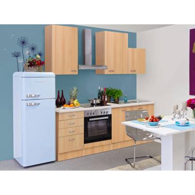 Flex-Well Classic Küchenzeile Nano 220 cm Buche Nachbildung von Flex-Well Classic