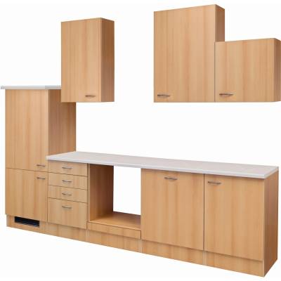 Flex-Well Classic Küchenzeile Nano 280 cm ohne E-Geräte Buche Nachbildung von Flex-Well Classic