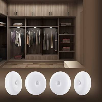 FLINQ Lampe mit Bewegungsmelder - Beleuchtung für Kleiderschrank - Magnetische Platte - Wiederaufladbar - Weiß - 4er-Set von FLINQ