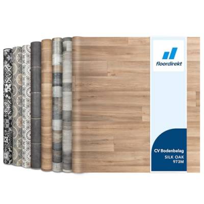 Floordirekt PVC Bodenbelag Meterware nach Maß Vinylboden, CV Linoleum für Küche & Balkon in Holzoptik, Fliesenoptik, Steinoptik - robust & pflegeleicht 200 x 800 cm | Atlantic Silk Oak 973M von Floordirekt