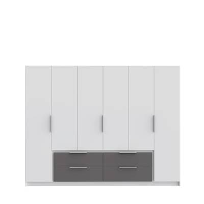 Forte Möbel Kleiderschrank, Holzwerkstoff, weiß/Uni Wolfram grau, Groß von Forte Möbel