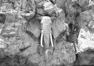 Forwall Fototapete Elefant Skulptur grau 3D Felsen Steinoptik Tier Wohnzimmer Schlafzimmer Vlies Tapete Wandtapete UV-Beständig Hohe Auflösung Montagefertig (10116, VEXXXL (416x254 cm) 4 Bahnen) von Forwall