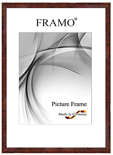 FRAMO Holz Bilderrahmen 21 x 29,7 cm (DIN A4) aus Massivholz | Wurzelholz Braun-Hochglanz (Außenkante in Schwarz) | Farbe/Größe wählbar | Rahmen für Poster | Puzzle | Foto collage N°126 von FRAMO