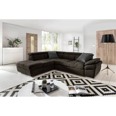 Fredriks Ecksofa Barvas I Dunkelgrau Strukturstoff 217x78x265 cm mit Schlaffunktion und Bettkasten von Fredriks