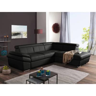 Fredriks Ecksofa Barvas II Schwarz Kunstleder 265x78 cm (BxH) mit Schlaffunktion/Bettkasten Modern von Fredriks