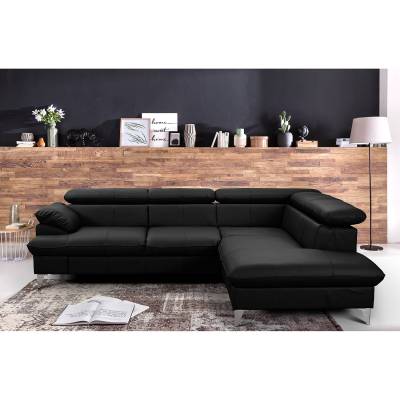 Fredriks Ecksofa Coto I Schwarz Echtleder 256x71x208 cm (BxHxT) Modern von Fredriks