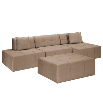 Fredriks Ecksofa Healy Latte Macchiato Filz 300x75x133 cm (BxHxT) mit Hocker Modern von Fredriks