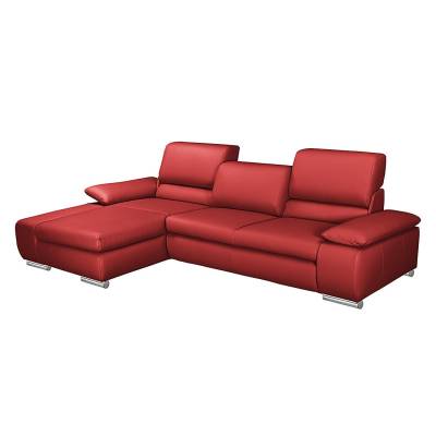 Fredriks Ecksofa Masca II 2,5-Sitzer Kaminrot Echtleder 287x78x164 cm (BxHxT) mit Schlaffunktion Modern von Fredriks