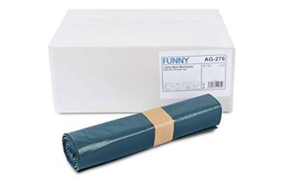 Funny AG-270 LDPE Müllsäcke, 575 x 1000 mm-Typ60,blau,circa70L,1erPack(1x250Stück) von Funny