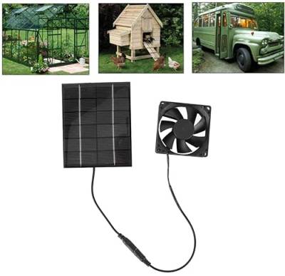 Fyearfly Solar Abluftventilator, 8 cm 2 W Solarpanel Kit, Solarpanel Ventilator Hühnerstall Ventilator Gewächshaus Abluftventilator, Mini Solar Ventilator für Wohnmobil, Yacht, Hund, Hühn von Fyearfly