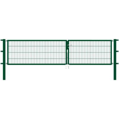 Metallzaun Doppeltor für Doppelstabmatte Grün z. Einbetonieren 80 cm x 350 cm von -