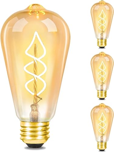 GBLY 3x LED Glühbirne E27 Vintage Lampe - ST64 Retro Warmweiss Glühlampe 4W Filament Leuchtmittel 2200K Edison Birne Dekorative Energiesparlampe Antike Beleuchtung für Restaurant Haus Café von GBLY